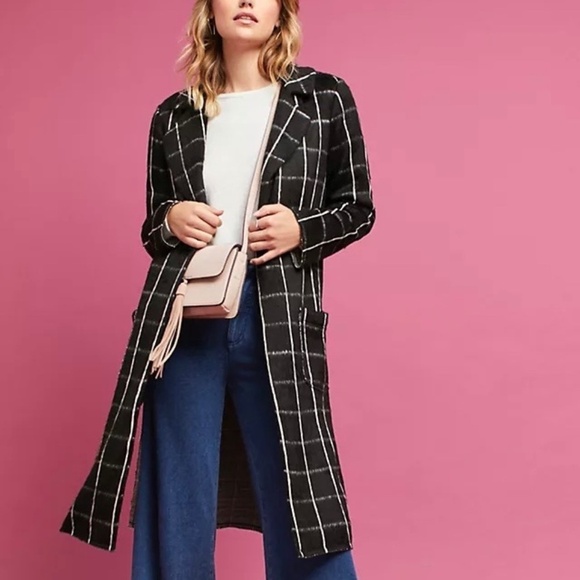 Anthropologie Michael Stars plaid windowpane long duster/coat - Picture 1 of 14